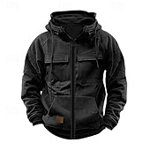 abordables sudaderas basicas hombre-Hombre Sudadera con capucha y cremallera completa Sudadera con cremallera Sudadera táctica con capucha Negro Vino Verde Ejército Caqui Gris Oscuro Con Capucha Plano Cerrar Bolsillo Deporte Diario