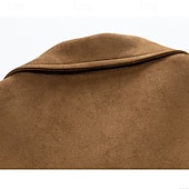 abordables Chaquetas de Ante Sintético-Hombre Chaqueta ligera Chaqueta de gamuza sintética Hogar Oficina Cortavientos Bolsillo Invierno Primavera &amp; Otoño Color sólido Vintage Estilo clásico Regular Negro Marrón Chaquetas