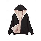 abordables chaqueta con capucha-Mujer Abrigo de invierno Chaqueta de sherpa Chaqueta con capucha Exterior Calle Ropa Cotidiana Otoño Invierno Regular Abrigo Ajuste regular Mantiene abrigado Transpirable Elegante Casual Chaquetas