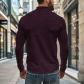 Χαμηλού Κόστους Κλασικό Πόλο Ανδρών-Ανδρικά Βάφλα Πόλο Μπλουζάκια Quarter Zip Polo Καθημερινά Αργίες Τρίμηνο φερμουάρ Μακρυμάνικο Μοντέρνα Σκέτο Άνοιξη &amp; Χειμώνας Κανονικό Μαύρο Λευκό Κρασί Χακί Ανοικτό Γκρίζο Πράσινο Χακί