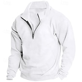 cheap Basic Sweatshirts-Men&#039;s Sweatshirt Polar Fleece Quarter Zip Sweatshirt Black White Wine Red Gray Half Zip Plain Sports &amp; Outdoor Daily Holiday Streetwear Basic Casual Fall &amp; Winter Clothing Apparel Hoodies Sweatshirts