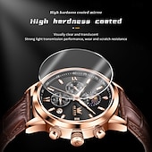 abordables Montres à quartz-OLEVS Hommes Montres à quartz Mode Affaires Montre Bracelet Affichage des phases de lune Lumineux Calendrier Chronographe Cuir Suivre