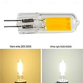 abordables Ampoules LED double broche-Ampoules LED en verre cob G4 à intensité variable sans scintillement, 2 W/3 W/5 W AC/DC12 V, ampoule en cristal pour lampada, lampara, éclairage de lustre 6/10 pièces