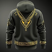 economico Hoodie Etnici Vintage-Per uomo Vichingo Felpe Felpa Soprabiti Felpa con cappuccio Girocollo Di tendenza Stampa 3D Feste Per eventi Abbigliamento di strada Nero A cordoncino Autunno Inverno progettista