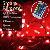 お買い得  USB電源-LEDストリングライト USB電源 5m-50LED/10m-100LED/12m-120LED マルチカラーフェアリーライト 色が変わる 4モード 防水銅線ライト リモートタイマー付き 屋内ガーデンパーティー用