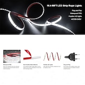 abordables Bandes lumineuses étanches-3M 5m 10m Bandes Lumineuses LED Flexibles 1200 LED 2835 SMD 8 mm 1Set Support de montage 1 jeu Blanc Froid Rouge Bleu Bandes lumineuses LED Intérieur Soirée Extérieur 220-240 V