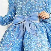 preiswerte Partykleider-kinderkleidung Mädchen Party Kleid Feste Farbe Langarm Leistung Gitter Prinzessin Süß Gitter Mitte der Wade Etuikleid Tüll-Kleid Sommer Frühling Herbst Kinder Himmelblau