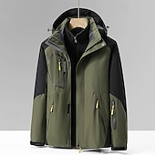 baratos Fleece &amp; Casacos 3 em 1-Homens Jaqueta Softshell Jaqueta de Trilha Inverno Ao ar livre Bloco de cor A Prova de Vento Impermeável Jaquetas 3-em-1 Jaquetas em Velocino Jaqueta corta-vento Viajar Cinzento Escuro Preto Marfim