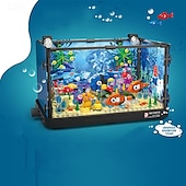 cheap Building Toys-Fish Tank Building Block Lighting Aquarium Building Sets for Adults and Kids Including Ocean Jellyfish Turtle Animal Building Toys for Boys Age 8-12 725pcs/753pcs