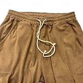 baratos Calças Cargo-Homens Calças Cargo Calças de Veludo Calças Calça Jogger Com Cordão Cintura elástica Bolso multi Tecido Conforto Quente Comprimento total Ao ar livre Casual Diário Moda Roupa de rua Preto Azul