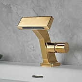 baratos Torneiras de Lavatório de Casa de Banho-Torneira pia do banheiro - Cascata Galvanizar Conjunto Central Monocomando e Uma AberturaBath Taps