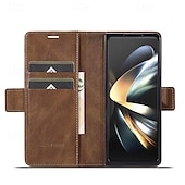 Χαμηλού Κόστους Samsung Θήκη-τηλέφωνο tok Για Samsung Galaxy Z Fold 7 Z Διπλώστε 6 Z Fold 5 Z Fold 4 Z Fold 3 Αναποδογυρίστε το κάλυμμα με βάση στήριξης Μαγνητική Υποδοχή κάρτας Ρετρό TPU PU δέρμα