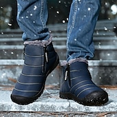 abordables Botas de invierno y nieve-Botas de nieve de invierno amarillas para hombre: impermeables, con forro de piel, cierre de cremallera, botines cálidos antideslizantes para clima frío