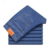 cheap Men&#039;s Elite Pants-Men&#039;s 100% Cotton Jeans Solid Color Full Length Outdoor Casual Daily Vintage Fashion Blue Light Blue Micro-elastic