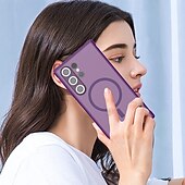 Недорогие Чехлы для Samsung-телефон Кейс для Назначение S24 Ultra S24 Plus S24 S24 ФЭ S25 Ультра Кейс на заднюю панель Магнитный Поддержка беспроводной зарядки Защита от удара Ретро ТПУ