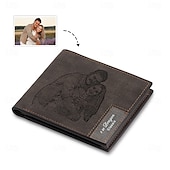 ieftine Pentru bărbați-Portofel din piele gravat cu foto personalizat cadou perfect pentru tată portofel pliant pentru bărbați soț fiu Ziua Tatălui zi de naștere Crăciun aniversare