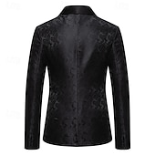 ieftine Sacouri clasice pentru bărbați-Bărbați Blazer Afaceri Petrecere cu cocktail Petrecere Nuntă Modă Casual Primăvara &amp; toamnă Poliester Imprimeu Paisley Buzunar Nasturi Comfortabil Cu Un Nasture Blazer Argintiu Gri Închis Negru Alb