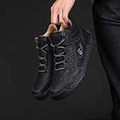 economico Stivaletti alla caviglia-stivali casual da uomo alti in similpelle con cuciture, suola resistente e design con lacci: perfetti per le avventure all&#039;aria aperta e per il comfort quotidiano