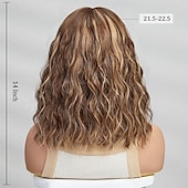 cheap Synthetic Trendy Wigs-Short Wig Shoulder Length Bob Curly Wavy Wig With Bangs for Women Charming Heat-resistant Synthetic Hair Wigs for Date Daily Use