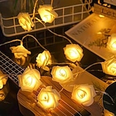 halpa Paristokäyttöinen-joulujuhlat ystävänpäivä ruusunauha valot 20.10.40 led 7cm tekoruusu akkukäyttöinen loma syntymäpäiväjuhla romanttinen tunnelma kodin sisustus