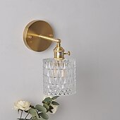 abordables Apliques de pared para interior-Lámparas de pared retro con pantalla de vidrio de 1 luz, apliques de pared ajustables de latón para interiores, luces de montaje en pared nórdicas para baño, pasillo, dormitorio, accesorio de