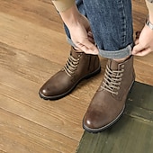 levne Kotníkové boty-pánské hnědé šněrovací kotníkové boty z umělé kůže s brogue detailem a robustní podrážkou – klasický a odolný outdoorový styl