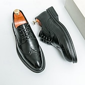 abordables Officiel-chaussures richelieu marron pour hommes avec bout d&#039;aile et semelle en caoutchouc - chaussures formelles classiques pour les affaires, le bureau et les événements spéciaux