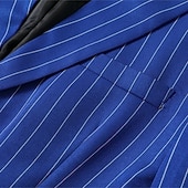 abordables Blazers Clásicos para Hombres-Hombre chaqueta Negocio Fiesta de Cóctel Fiesta de Boda Moda Casual Primavera &amp; Otoño Poliéster Rayas Bolsillo Botones Cómodo Botonadura Doble Chaqueta de sport Azul Piscina Morado Naranja