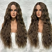 preiswerte Trendige synthetische Perücken-synthetische Cosplay-Perücke, lange, trendige Perücke, hitzebeständige Faser, verworrenes, lockiges Haar, natürlich aussehend, leicht anzubringende Perücke für Frauen, Party, Cosplay, Halloween