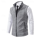 baratos suéter cardigã masculino-Homens Vestido Suéter Sueter Cardigan Suéter com zíper Suéter de malha Estriado Tricotar Padrão Zip Up Bolsos laterais Côr Sólida Moda Clássico Roupa Diária Encontro Roupa Outono &amp; inverno Preto