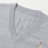 cheap Men&#039;s Printed Sweaters-Christmas Men&#039;s LOVE Gesture Pullover Sweater Jumper V Neck Casual Party Evening Wear Daily New Years Eve Sweater Embroidered Knitting Warm Long Sleeve Fall Winter Wine Black White