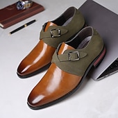 economico Semi-formale-scarpe da uomo con cinturino alla caviglia in pelle sintetica e pelle scamosciata bicolore – eleganti scarpe eleganti con fibbia per occasioni formali