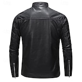 baratos Jaqueta de couro sintético-Homens Blusão de couro falso Jaqueta de Transição Jaqueta de motociclista Jaqueta de Motocicleta Férias Diário A Prova de Vento Manter Quente Bolsos Outono &amp; inverno Tecido Moda Clássico Colarinho