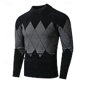 preiswerte Herrenpullover-Herren Pullover Strickpullover Gerippt Stricken Standard Strick Kariert / Gestreift / Chevron Rundhalsausschnitt Modisch Basic Freizeitskleidung Verabredung Bekleidung Herbst Winter Wein Blau S M L