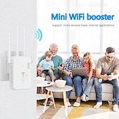 cheap Wireless Routers-1200M WiFi Repeater Universal Wireless Coverage Extender Compatible AP Mode WiFi Repeater Wall Plug Plug and Play Type