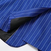 abordables Blazers Clásicos para Hombres-Hombre chaqueta Negocio Fiesta de Cóctel Fiesta de Boda Moda Casual Primavera &amp; Otoño Poliéster Rayas Bolsillo Botones Cómodo Botonadura Doble Chaqueta de sport Azul Piscina Morado Naranja