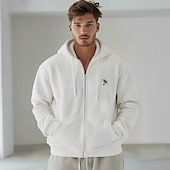 abordables Sudaderas y Sudaderas Elite para Hombres-Hombre Sudadera con capucha y cremallera completa Negro Blanco Con Capucha Graphic Cremallera Regalos de Navidad Deporte Casual Fresco Design Gráfico Otoño Invierno Ropa Sudaderas con capucha
