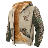 abordables tenues à capuche imprimées pour hommes-Homme camouflage Cerf Toison Sweats à Capuche Sweat à capuche manche longue Sweat à capuche Capuche Mode 3D effet Soirée Chasse Noir Marron Cordon Automne Hiver Designer