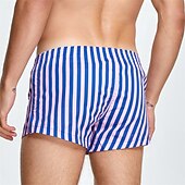 abordables Bóxer de hombre-Hombre 1 pc Boxer Boxers Cintura elástica 100% Algodón Transpirable Suave Cómodo Raya Tiro Medio Blanco Amarillo