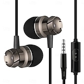 billiga Trådbundna hörlurar-metalltrådad superbashörsnäcka 3,5 mm inbyggd mikrofon handfri brusreducering universal headset sporthörlurar