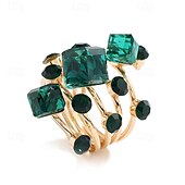 abordables Anillos de mujer-Anillo de cóctel en espiral bohemio chic para mujer con piedras preciosas variadas: perfecto para fiestas y uso diario