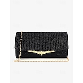 economico Clutch e borsette da sera-elegante pochette da sera con glitter oro - borsa da festa da donna con tracolla a catena e accento decorativo in metallo per matrimoni ed eventi formali