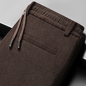 baratos Magro-Homens Social Calças de Veludo Calças chinês Bolsos Com Cordão Cintura elástica Côr Sólida Conforto Formal Festa Trabalho Moda Estilo Clássico Preto Azul Marinha Micro-Elástica