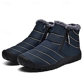 abordables Botas de invierno y nieve-Botas de nieve de invierno amarillas para hombre: impermeables, con forro de piel, cierre de cremallera, botines cálidos antideslizantes para clima frío