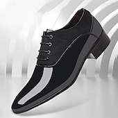 economico Formale-scarpe oxford da uomo in vernice rossa – design formale moderno con chiusura con lacci, ideali per lavoro, feste e occasioni speciali