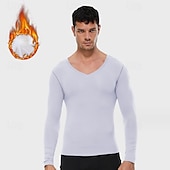 economico T-shirt e canotte attive da uomo-Confezioni multiple 3 pezzi Per uomo A V Manica lunga Bianco maglietta Maglia a compressione Liscio Da tutti i giorni Da mare Poliestere Autunno inverno