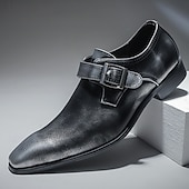 levne Formální-pánské vínové lakované boty z umělé kůže na pásek pro mnichy – společenské boty s přezkou s brogue detaily pro obchodní nebo svatební události