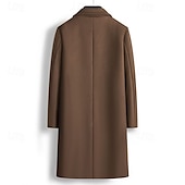 billiga Trenchcoat för män-Herr Rock Trenchcoat Lång trenchcoat Dagligen Semester Höst vinter Polyester Vindtät Mjuk Ytterkläder Kläder Mode Klassisk Slät Ficka Kavajslag Dubbelknäppt
