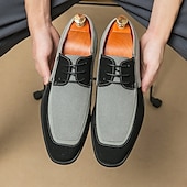 abordables Semi-formel-chaussures oxford à lacets de style vintage pour hommes – design en toile bicolore et similicuir pour une tenue formelle et décontractée
