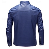 baratos Jaqueta de couro sintético-Homens Blusão de couro falso Jaqueta de Transição Jaqueta de motociclista Jaqueta de Motocicleta Férias Diário A Prova de Vento Manter Quente Bolsos Outono &amp; inverno Tecido Moda Clássico Colarinho